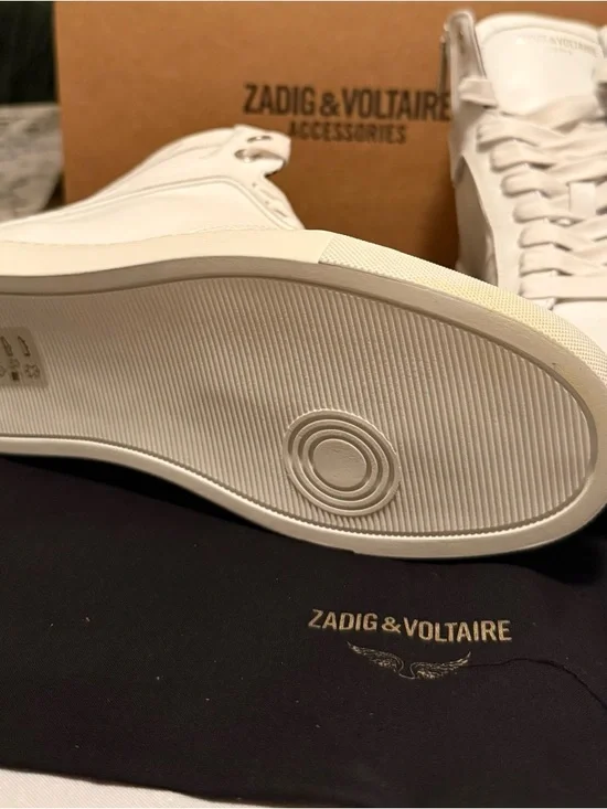 Zadig & Voltaire Off-White Leather High-Top Sneakers - Picture 5 of 9